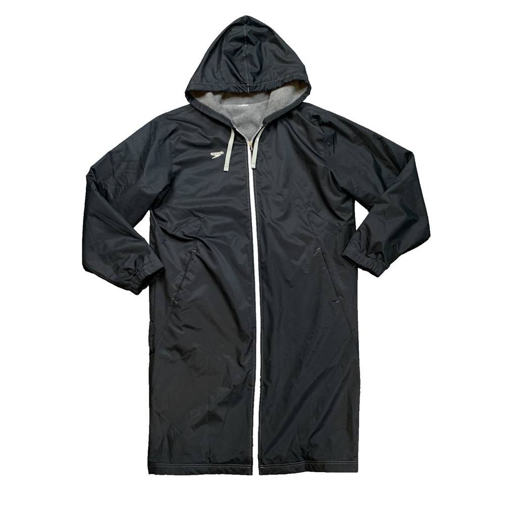 Speedo Jacket Mens Large Black Team Parka Fleece Lined Full Zip Water Resistant